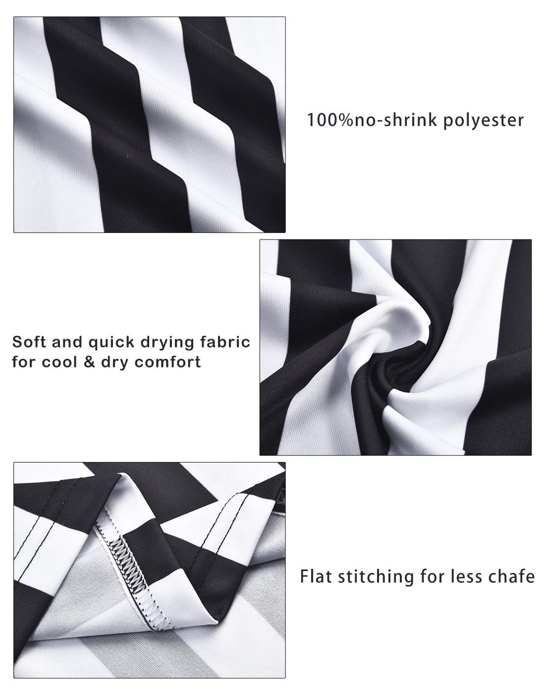 ChinFun Official Referee Costume Shirt Women's Ref Shirt Zipper Collared Black and White Stripe Umpire Jersey Shirt for Basketball Football Soccer Rugby Sports Halloween Size 2XL