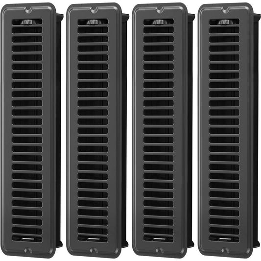 2x14 Floor Register, Matte Black Vent Cover 4 Pack, Heavy Duty Steel Walkable Floor Vents, Floor Register Vents with Easy Adjust Air Supply Lever, Rust Proof Finish Registers Grilles