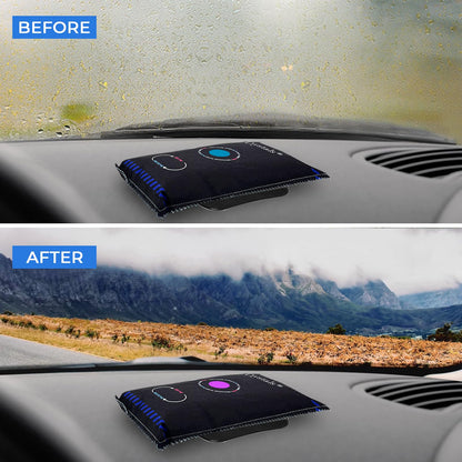 Crystals Pack of 2 x 1KG Reusable Car Dehumidifier, Van Car Caravan Home Moisture Absorber Bag with Anti Slip Pads, Moisture Condensation Absorber Damp Trap Keeps Windscreen Clear - Black
