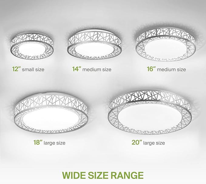 ASD 14 Inch LED Flush Mount Ceiling Light Fixture for Bedroom, 24W 1534LM 5CCT 2700K-5000K, Triac Dimmable Lights, Dining, Living Room, Kitchen Lamps, Modern Home Lighting Fixtures, Nickel, ETL