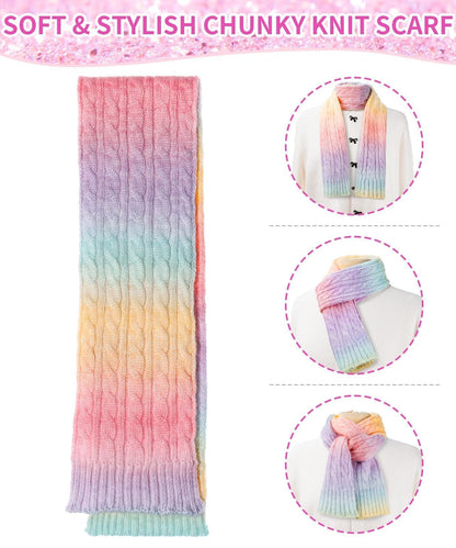 Kids Winter Hat Scarf Gloves Set, Girls Boys Toddler 8% Wool Warm Fleece Lined Pom Pom Beanie Hat Knit Neck Scarf Soft Thick Mittens Gloves for Cold Weather 3 In 1 Birthday Christmas Gift for Children