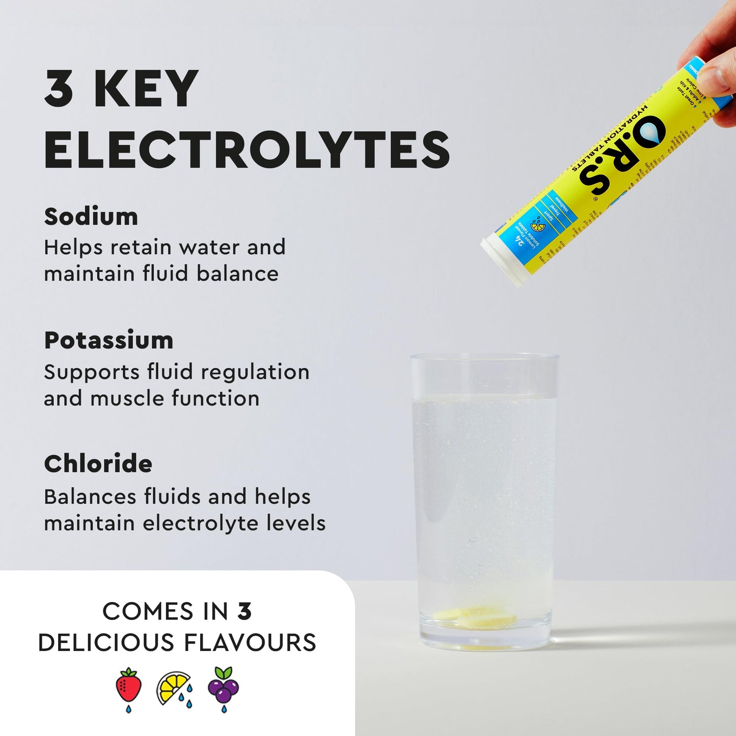 O.R.S Hydration Tablets with Electrolytes, Vegan, Gluten and Lactose Free Formula – Soluble Sports Hydration with Natural Lemon Flavour, 72 Count