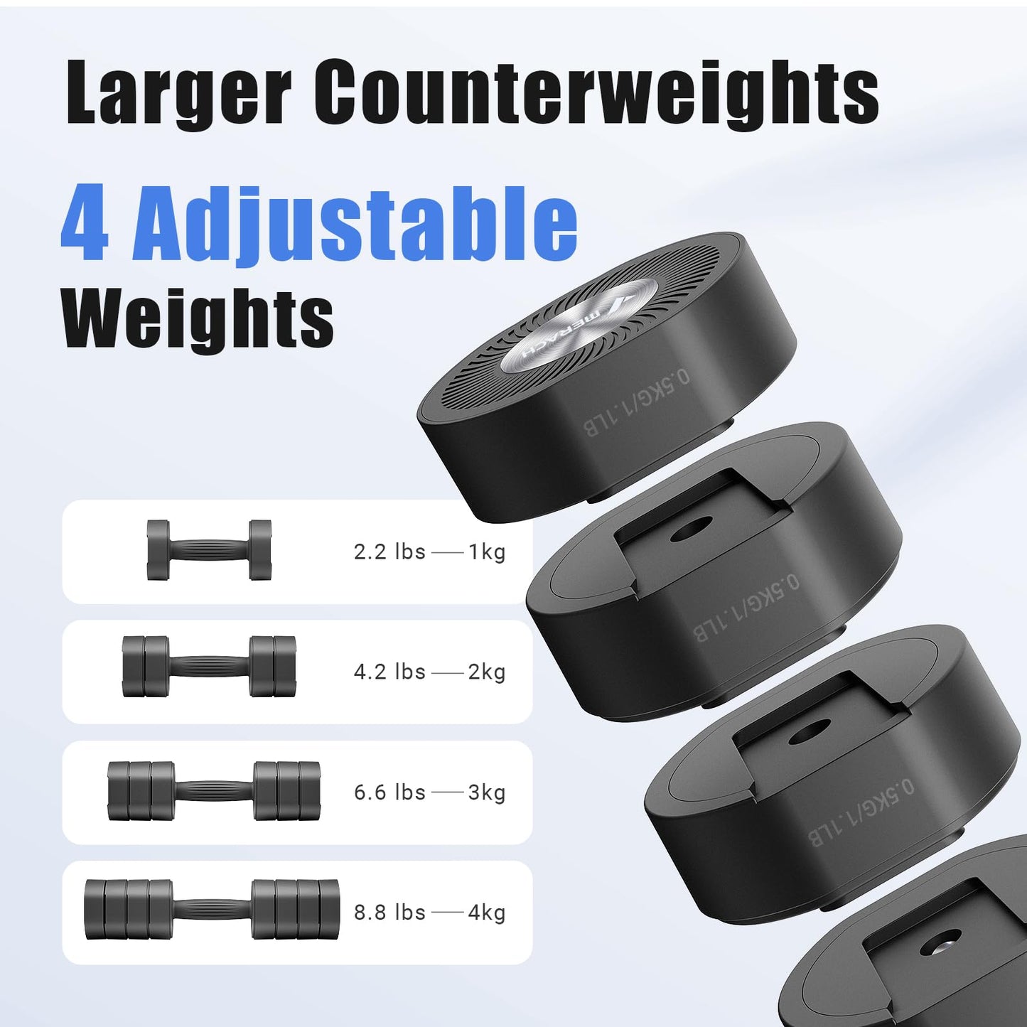 MERACH Dumbbell Set of 2, Adjustable Weight, Anti-slip Handle, Macaron Colors, Each 2.2/4.4/6.6/8.8 lbs, 4 in 1 Hand Weights for Women at Home