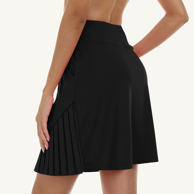 MoFiz Women's 20" Knee Length Golf Skorts Athletic Skirts Summer Casual Active Workout Sports Tennis Skirt with 4 Pockets Black XS