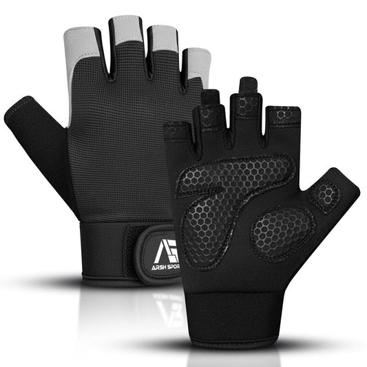 Arsh Sports Breathable Gym Gloves for Men & Women–Lightweight,Non-Slip Workout Gloves with Full Palm Protection, Wrist Support,Ventilated Mesh for Weightlifting,Fitness Training & Cycling (Black, M)