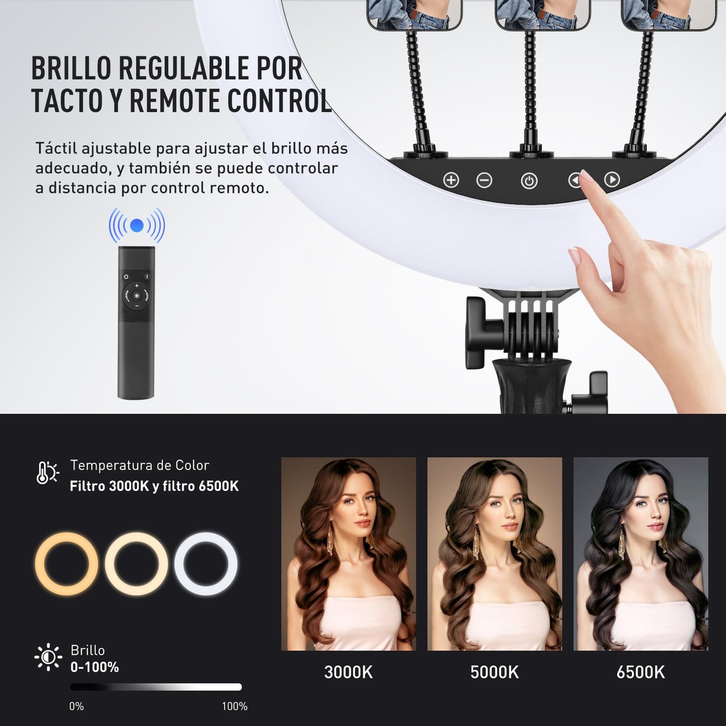 Upgraded 18 inch Ring Light with Tripod Stand & Phone Holder,KOSCHEAL Ringlights with Remote,3000-6500K Dimmable White,Extendable 86'' Tall Circle Light for Phone Camera Makeup Streaming Zoom Meeting
