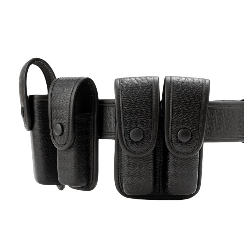 TACNEX Double Magazine Pouch for Duty Belt Pistol Mag MOLLE Holster Basket Weave Mag Holder Handgun OWB Mag Carrier Compatible w/ .380, 9mm & 40 Cal Police Law Enforcement Security Gear Accessories