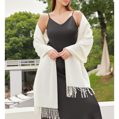 RIIQIICHY Women Scarf Ivory Pashmina Shawls and Wraps for Wedding Ladies Winter Scarves