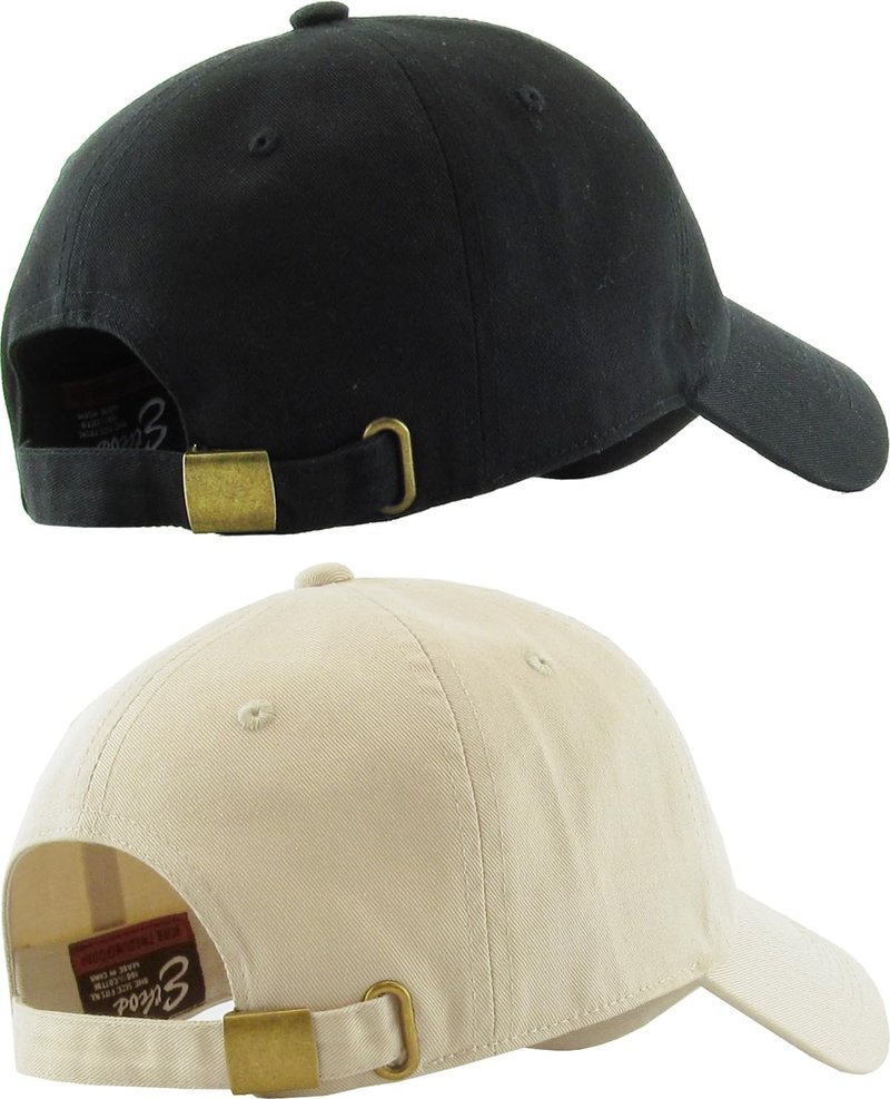Classic Low Profile Cotton Baseball Cap | Adjustable Dad Hat for Men & Women - Black & Khaki