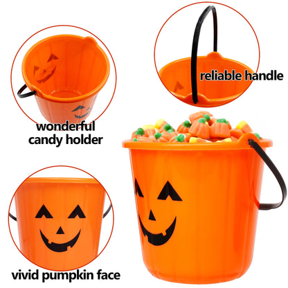 Triumpeek Halloween Pumpkin Trick Treat Buckets, 12 pcs Halloween Jack O Lantern Pails, Trick or Treat Bucket, Portable Plastic Candy Pumpkin Pails