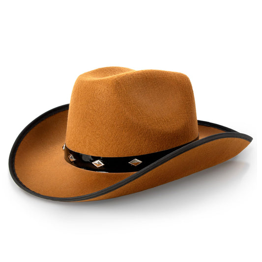 Fun Central - Brown Felt Studded Cowboy Hat - Unisex