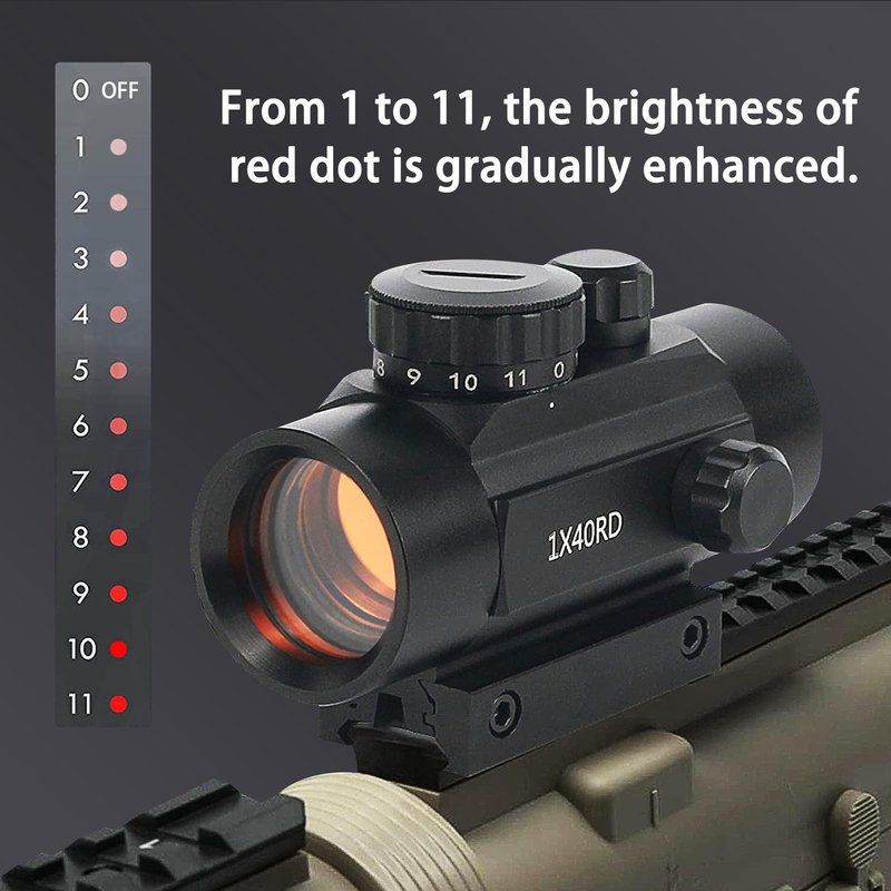 KASENTE 1x40 Red Green Dot Sight Rifle Scope with 20mm / 11mm Picatinny Dovetail Rail Mount