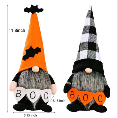 ALYRMEI Halloween Gnomes Plush Decor,Witch Scandinavian Tomte Nisse Gnome Swedish Table Decorations Handmade Gnome Decoraion for Home,Orange
