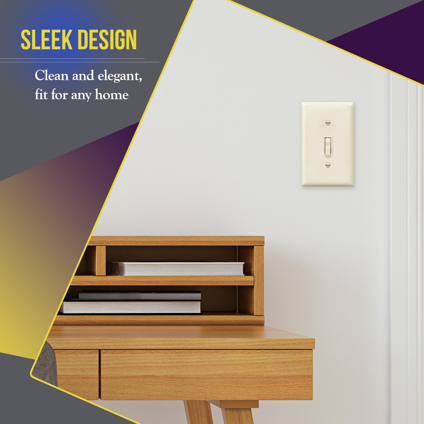 ENERLITES Toggle Switch Wall Plate, Gloss Finish, Size 1-Gang 4.50" x 2.76", Unbreakable Polycarbonate Thermoplastic, 8811-LA, Light Almond, Standard