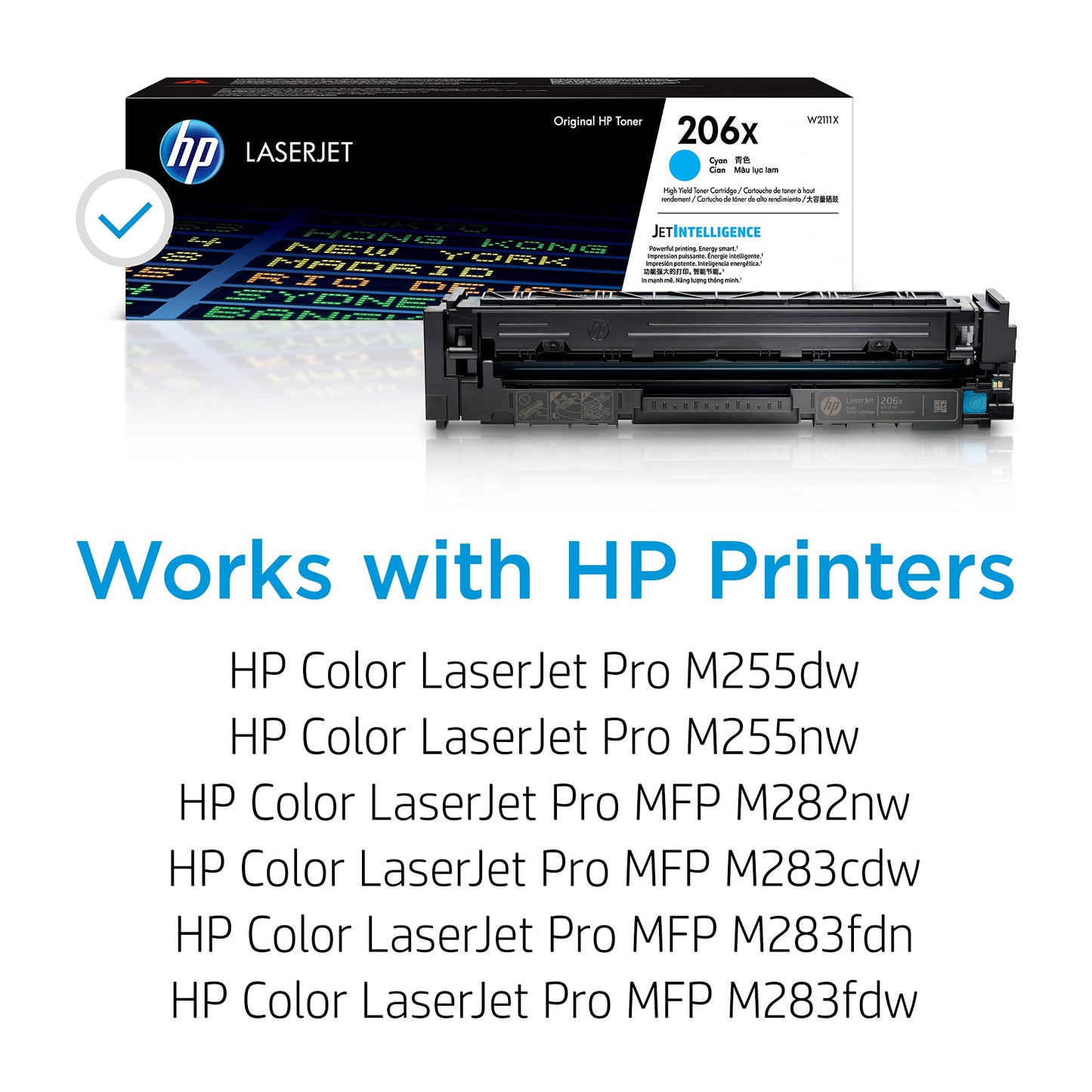 HP 206X Cyan High-yield Toner Cartridge | Works with HP Color LaserJet Pro M255, HP Color LaserJet Pro MFP M282, M283 Series | W2111X