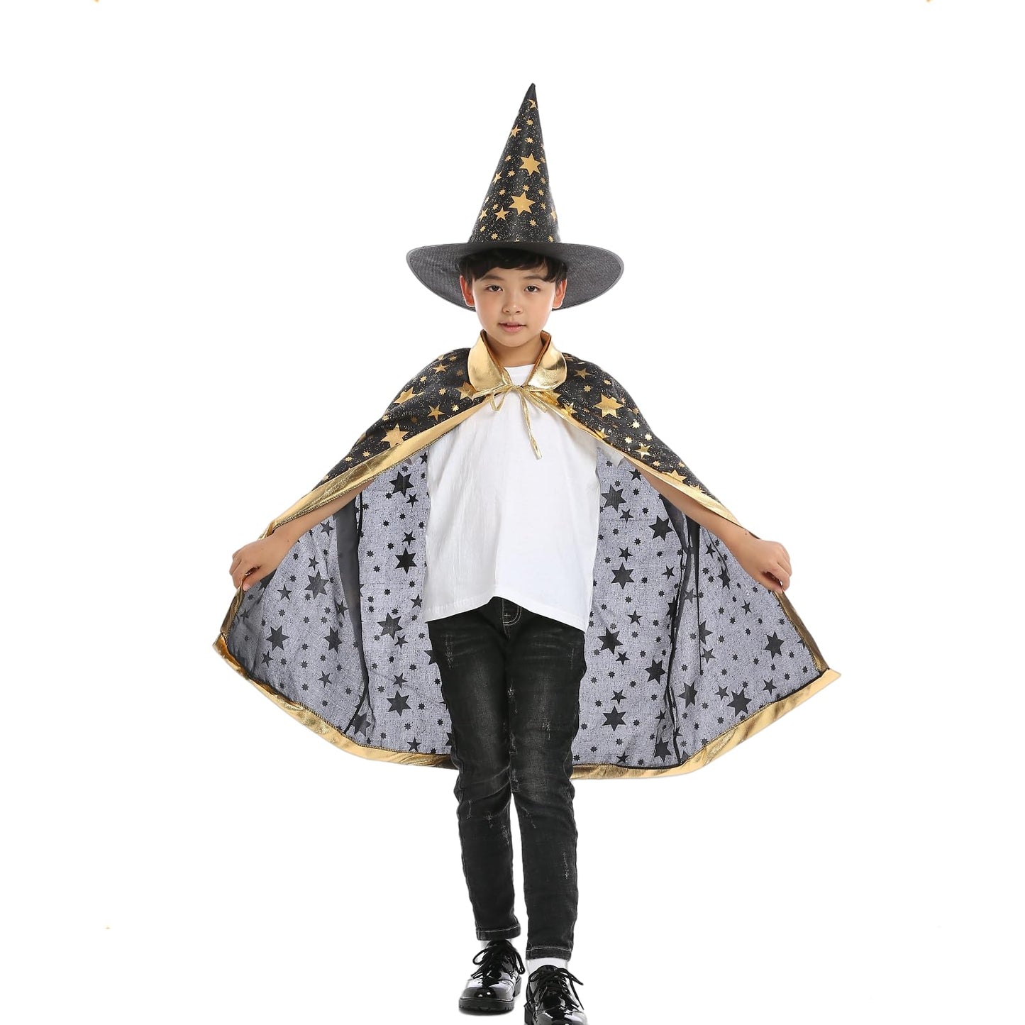 Newland Kids Wizard Cape Costume, 3-10 years Wizard Cape and Hat, Kids Cloak Party Set - Halloween, Cosplay, Dress-Up