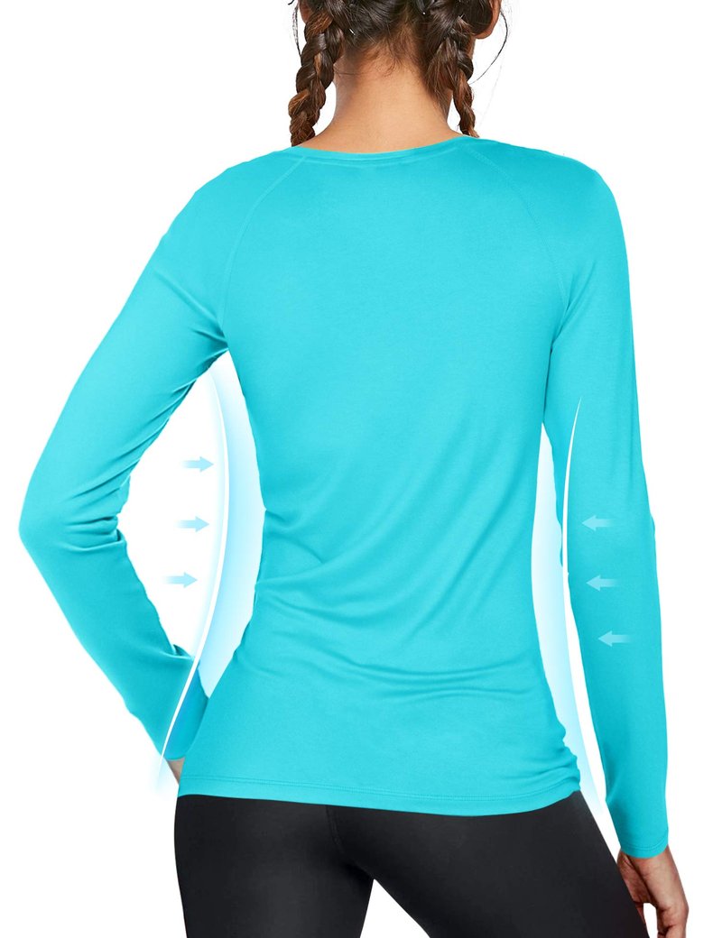 isnowood Women's Sun Protection Long Sleeve Shirts, 2 Pack UPF 50+ UV Rash Guard Swim Shirt, Lightweight Workout Hiking Tops