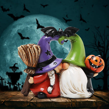 Hodao Halloween Gnomes Decorations Handmade Scandinavian Gnome Ornaments Halloween Gnomes Figurines Home Decor Pumpkin Office Table Decorations Bat Decor