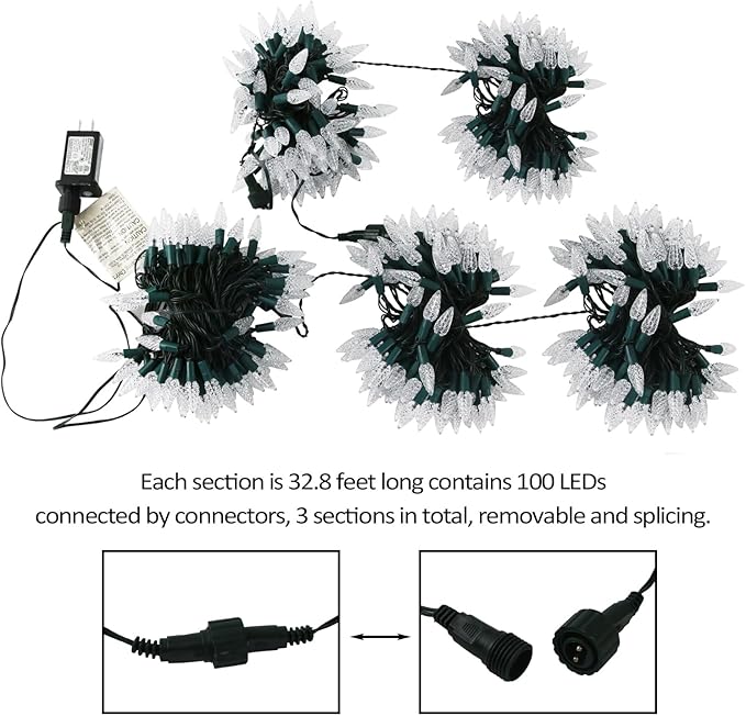 AWQ 500LED 173.8 FT C6 Christmas String Lights Plug in Fairy Twinkle String Lights 8 Modes Timer Function Waterproof Extendable for Indoor Outdoor Wedding Party Christmas Decoration (500, White)