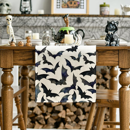 Artoid Mode Silhouette Black Bats Halloween Table Runner, Fall Kitchen Dining Table Decoration for Home Party Decor 13x72 Inch