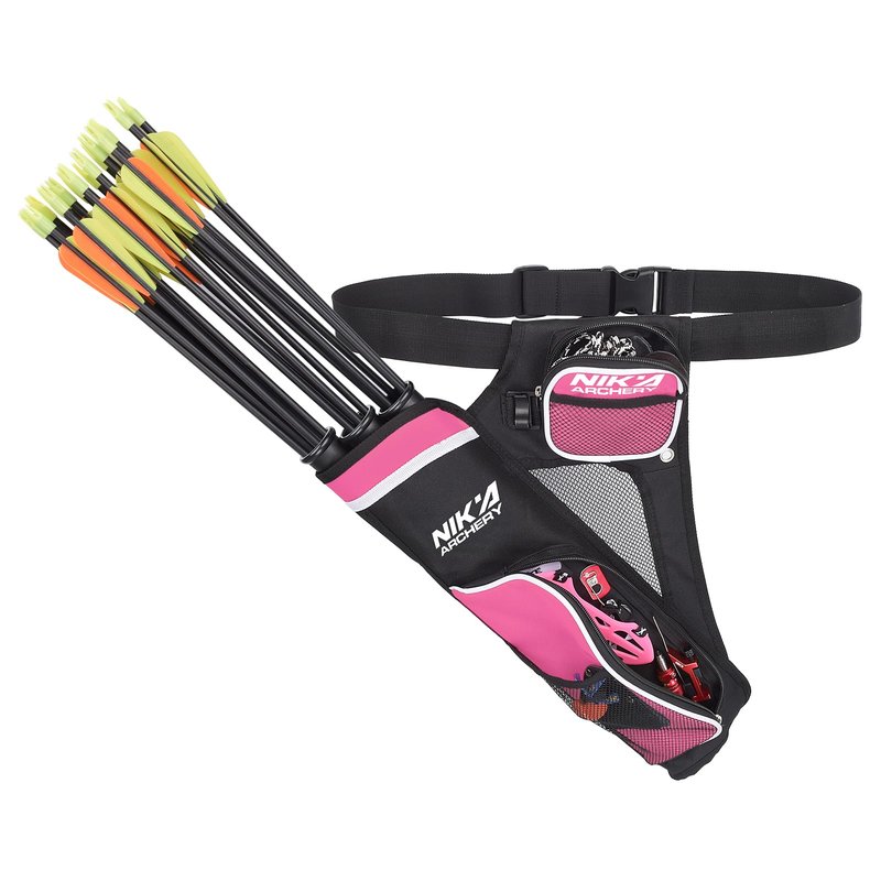 SHENG-RUI Archery Arrow Quiver Holder Left Hand,3-Tubes Hip Quiver Arrow Bag with Adjustable Belt for Youth & Adults Arrows Hunting Target Practicing