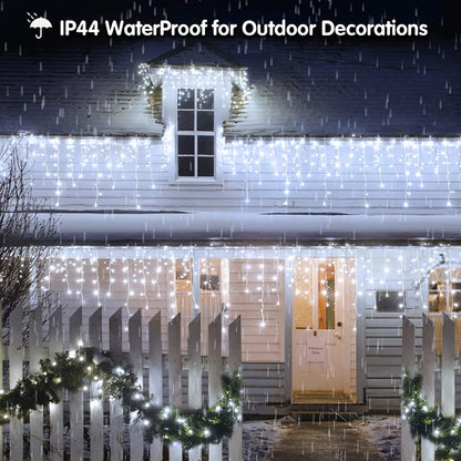 Led Christmas Lights Outdoor Christmas Decorations Hanging Light 400LED 8 Modes 75 Drops, Waterproof Outdoor Indoor Fairy Christmas Lights for Party, Holiday, Wedding, Eaves Decorations (CoolWhite)