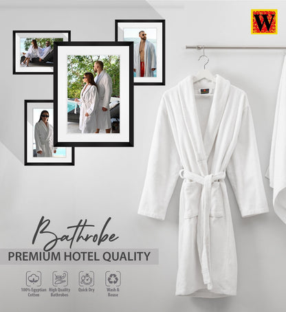 Westlane Linens 100% Egyptian Cotton Terry Toweling Bathrobe with complimentary Slippers, Hotel & Spa Quality Unisex Dressing Gown Bath Robes for Men & Women
