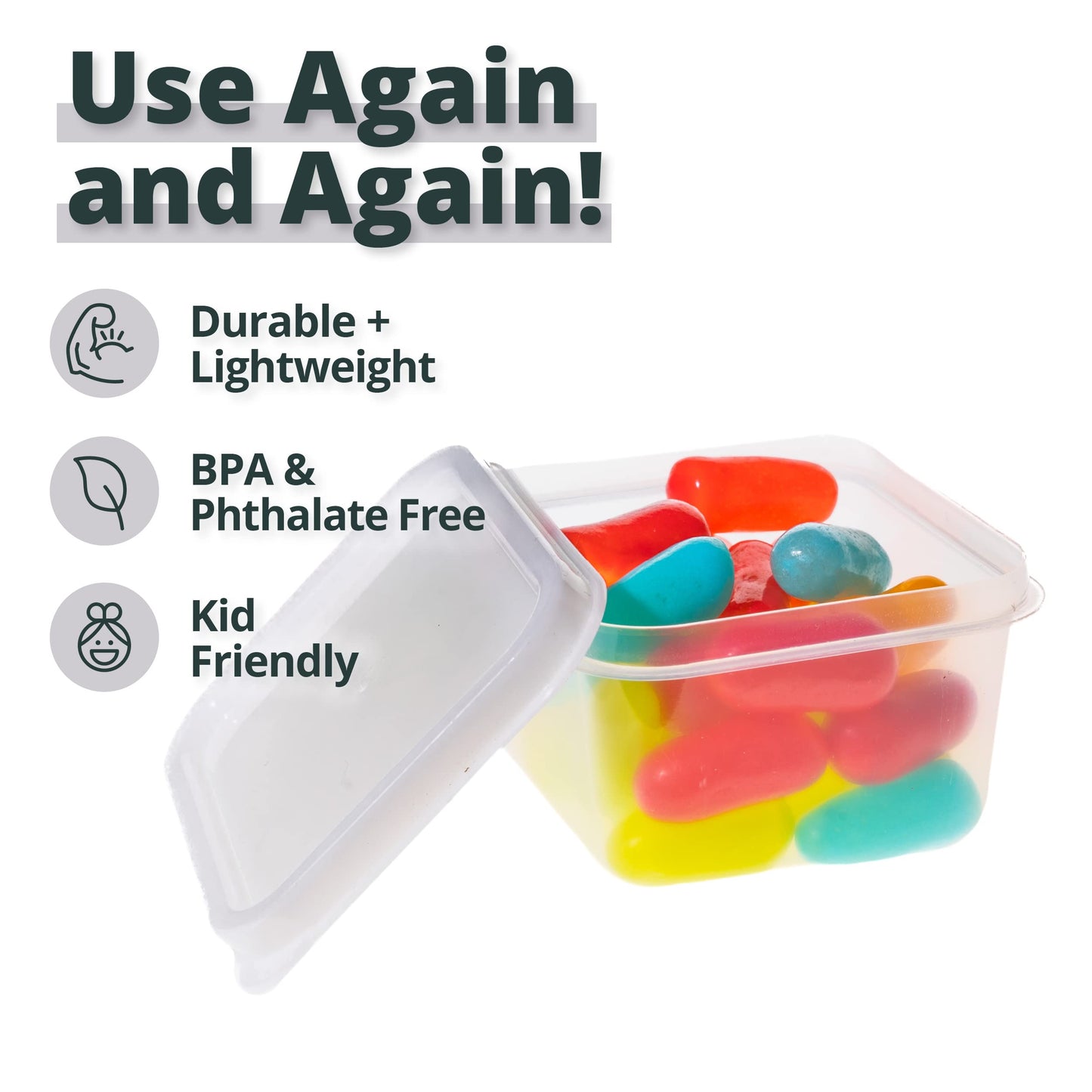 Greenco Mini Rectangular Storage Containers, 20 Pack, 2.03 Oz Reusable Small Plastic Storage Container Jars with Lids | Perfect for Baby Food, Snacks, Sauces, Candy, Freezer & Dishwasher Safe