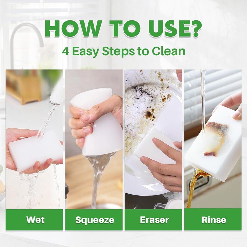 Magic Melamine Sponge Eraser, GRS Certified 12 Pack Magic Cleaning Erasers in Bulk, No Scratch & Super Absorbent, Multi-Functional Melamine Foam Sponges for Bathroom Window Shoes Kitchen