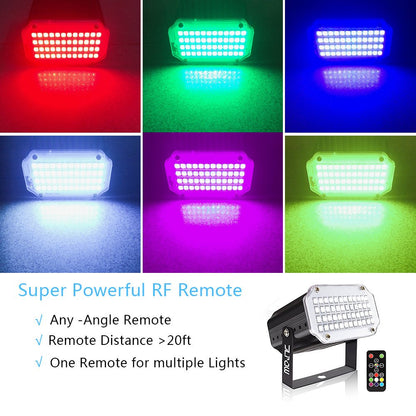 Halloween Strobe Light with Remote, JLPOW Sound Activated Mini Strobe Lights Super Bright 48 RGB LED, Remote Control Flash Stage Lighting, Best for DJ Party Show Club Disco Halloween
