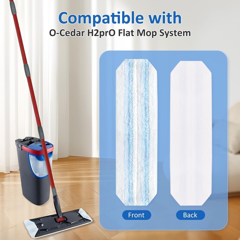 Jikefa 4 Pack Mop Replacement Pads: Compatible with O Ceda H2prO Flat Mop System, Microfiber Mo p Head Replacements, Flat Floor Mop, Washable & Reusable Pad Refills