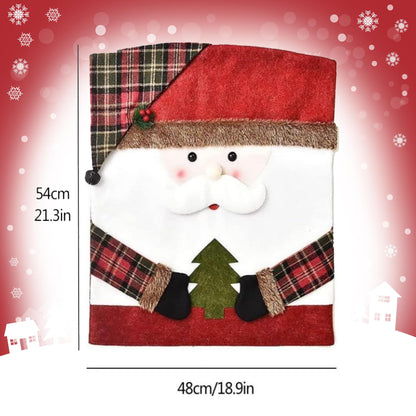 APXPF Christmas Chair Covers Set of 6 Christmas Chair Back Covers for Dining Room Cute Santa Chair Cover Party Chair Covers Christmas Decorations Red