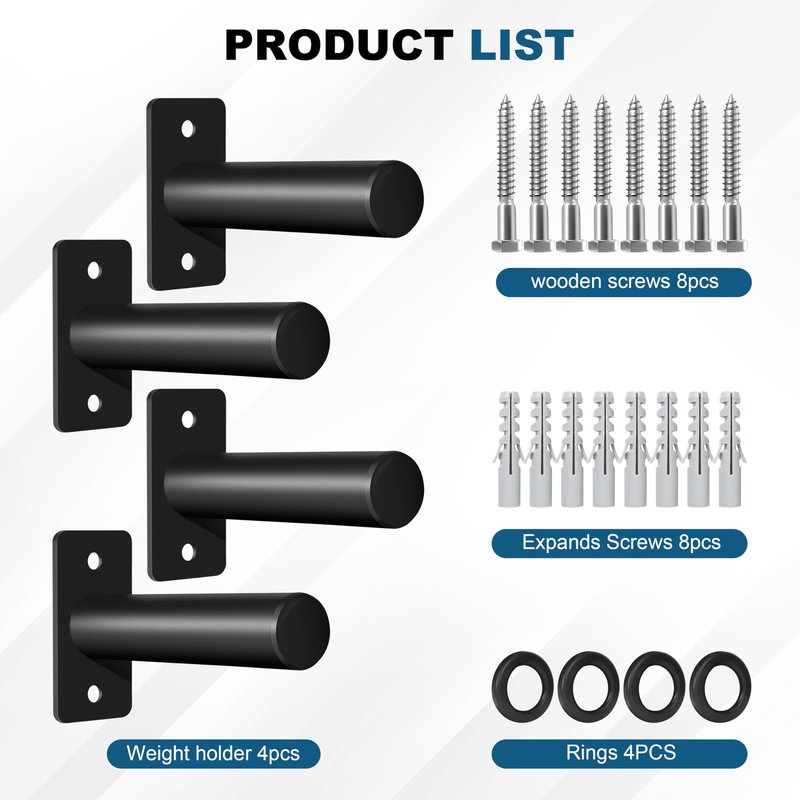 EVERYMATE Weight Plate Holder: Wall Mounted Weight Rack Storage for Olympic Weight Plate,Home Gym Organizer