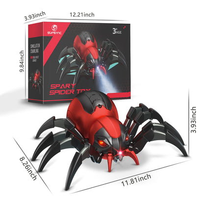 sumsync Remote Control Spider Kids Toys - Realistic RC Spider, Music Effect, LED Light, Toys for 3 4 5 6 7 8 9 10 11 12+ Year Old Boys/Girls, Gifts for Halloween Christmas Easter Birthday, Red
