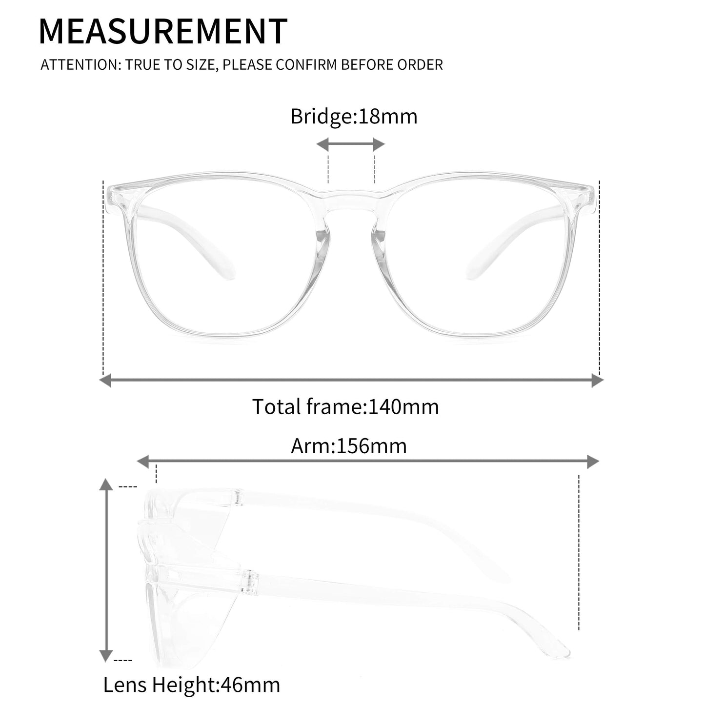 Alsenor Safety Glasses Anti Fog Goggles Protective Eyewear Blue Light Blocking Anti Dust UV Protection Glasses For Men Women (Transparent)