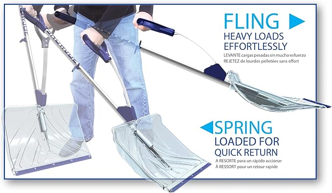 Snow Joe Snow Shovel, Shovelution Strain-Reducing Ice Remover w/ Assist Handle, 18", Blue - Heavy-Duty Blade Tool for Digging and Removing Ice from Driveway, Patio, and Yard, SJ-SHLV02