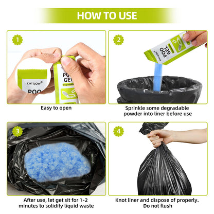 CHTSJQW Portable Toilet Absorbent Gel, 25 Pack Poo Urine Deodorizing Treatment for Camping and Outdoor Hiking