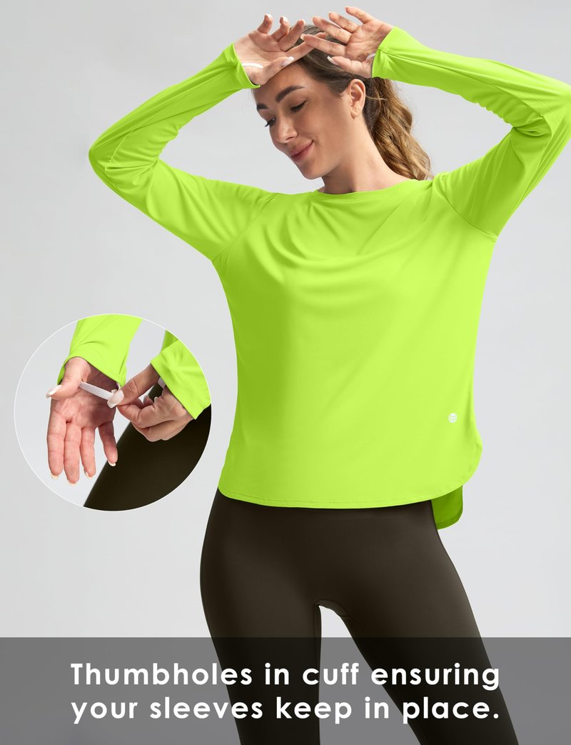 Women's Sun Shirts UPF 50+ Long Sleeve UV Protection Shirt Lightweight Quick Dry Workout Hiking Tops for Women(Bright Green,S)