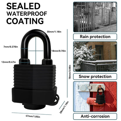 Heavy Duty Weather-Resistant Padlock with Chain, Anti-Theft Advanced Hardened Security Chain Lock for Fences, Backyard Gates, Motorcycles, Bicycles, Outdoor Furniture (Lock+Chain)