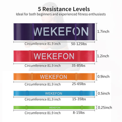 WEKEFON Pull Up Assistance Bands 5-170 lbs Thick Heavy Duty Resistance Bands Set for Men & Women, Exercise Bands Stretch Workout Band for Body Training, Crossfit Mobility Fitness Assist Bands Set of 5