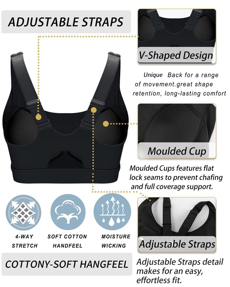 RUNNING GIRL Sports Bras for Women High Support,Adjustable Strap Molded Cup Sports Bra with Swen Pads