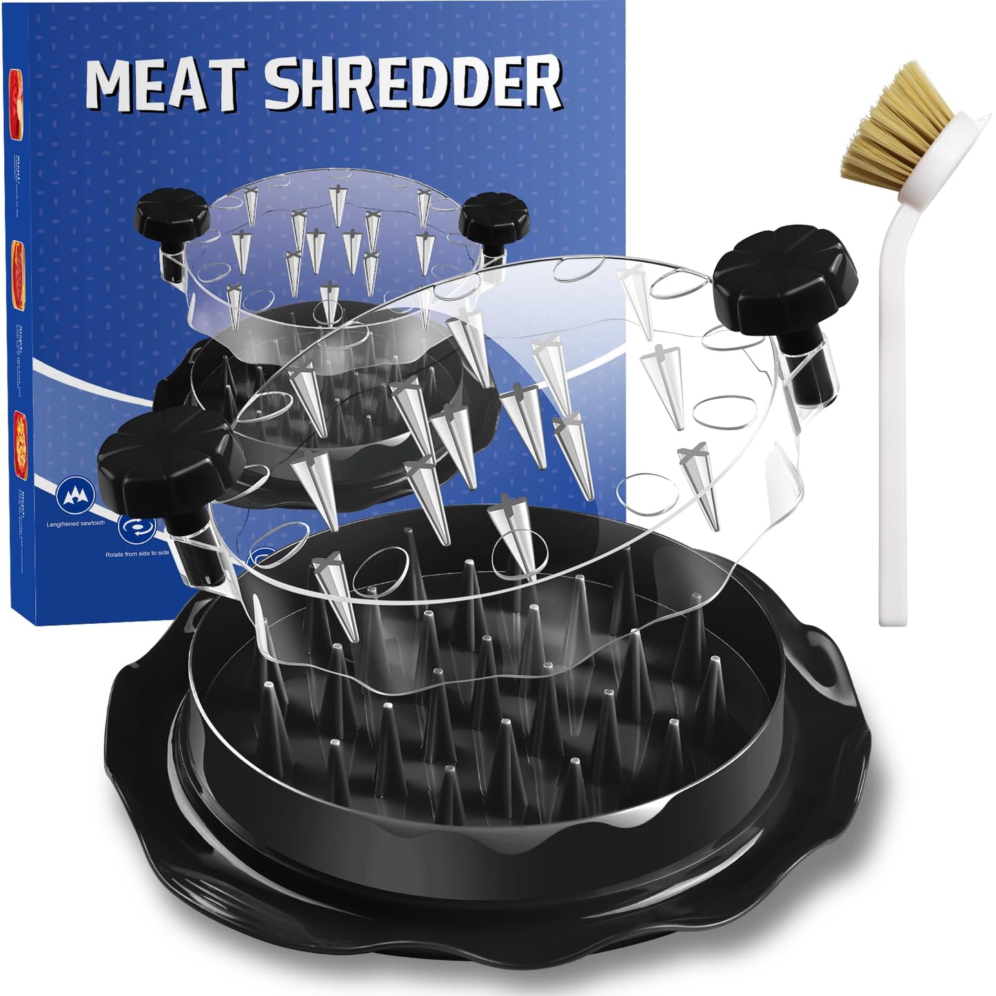 Chicken Shredder Tool Twist Large with Brush,Visible Kitchen Meat Shredder Grinder Machine,Strong Anti-Slip Base,Ergonomic Handle,BPA Free,Suitable for Pork Beef Chicken