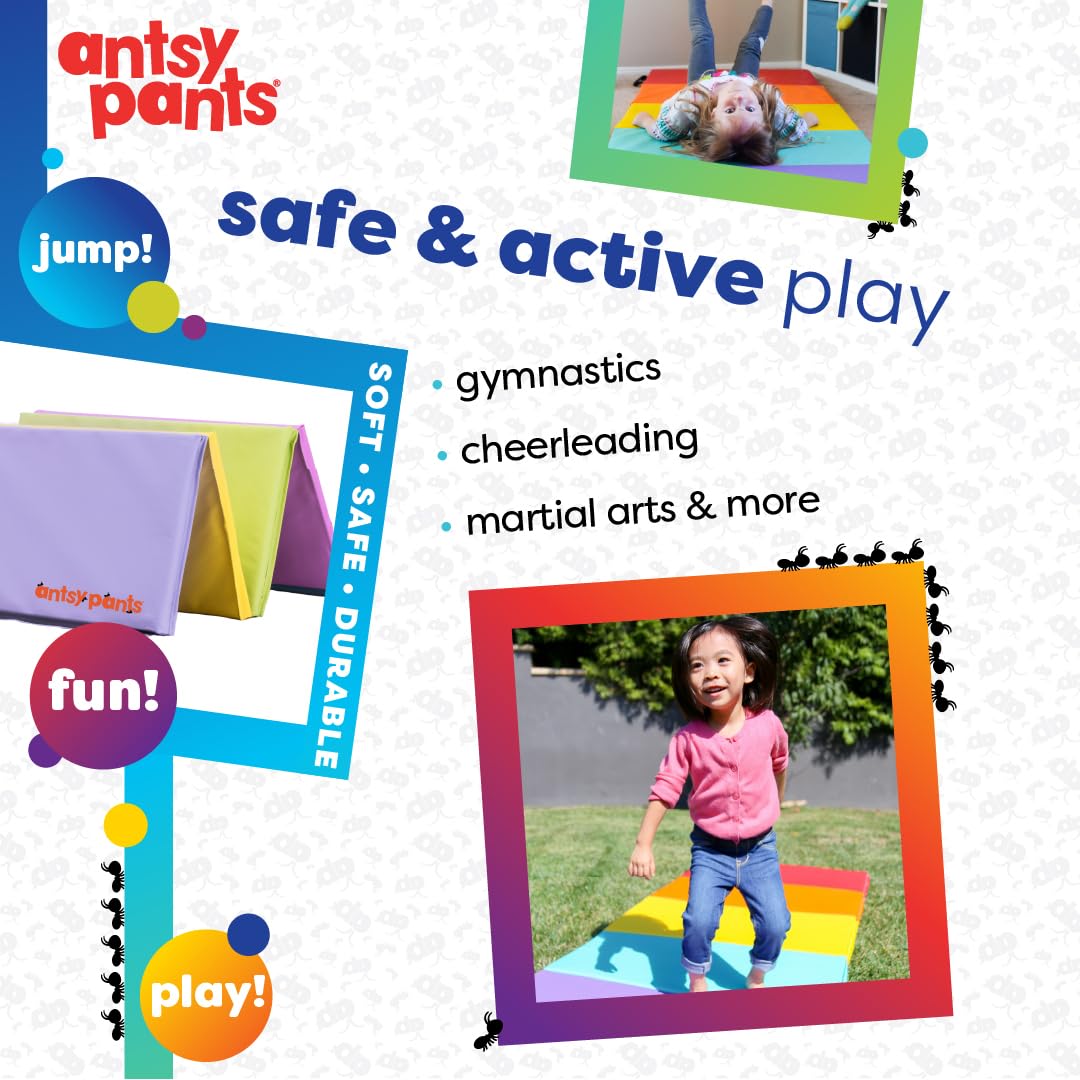 Antsy Pants Tumbling Mat for Kids – 5-Fold Gymnastics Mat, Easy to Clean, Sturdy, Foldable Tumbling Mats, Padded, Lightweight, Portable, Gymnastics Equipment for Active Play