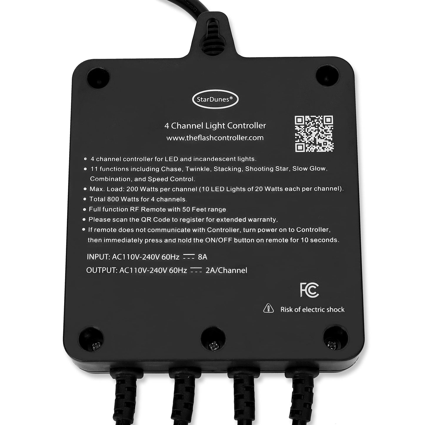 4 Channel Light Controller for Holiday Lights, Christmas Lights, Outdoor Decorations. Create Dazzling Light Displays with Multiple Functions, Chasing, Twinkle, Shooting Star, Stacking, Sparkle etc.