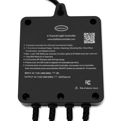 4 Channel Light Controller for Holiday Lights, Christmas Lights, Outdoor Decorations. Create Dazzling Light Displays with Multiple Functions, Chasing, Twinkle, Shooting Star, Stacking, Sparkle etc.