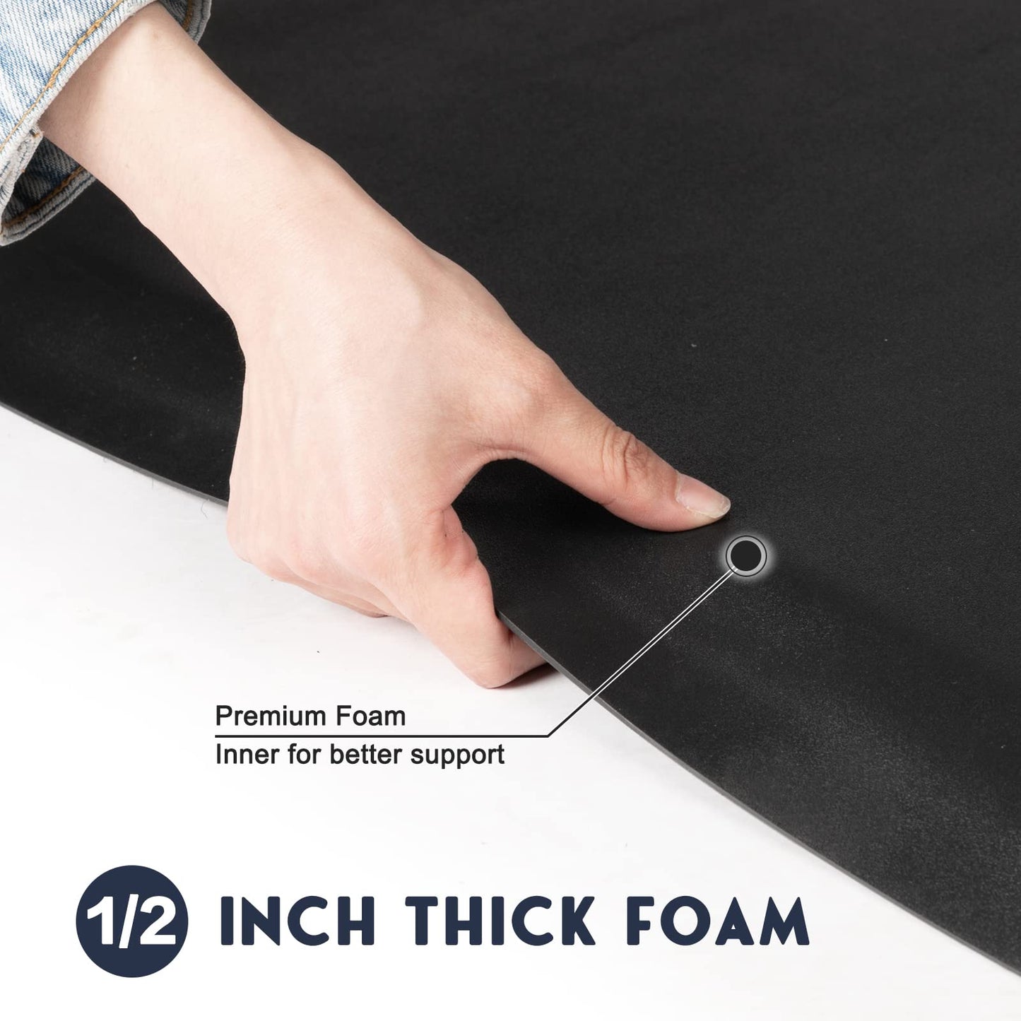 OmySalon 1/2'' Thick Anti Fatigue Mat for Hairstylist Standing, 3'x5' Barber Floor Matt with Round Cut Out for Salon Styling Chair, Hair Cutting Hairdressing Equipment
