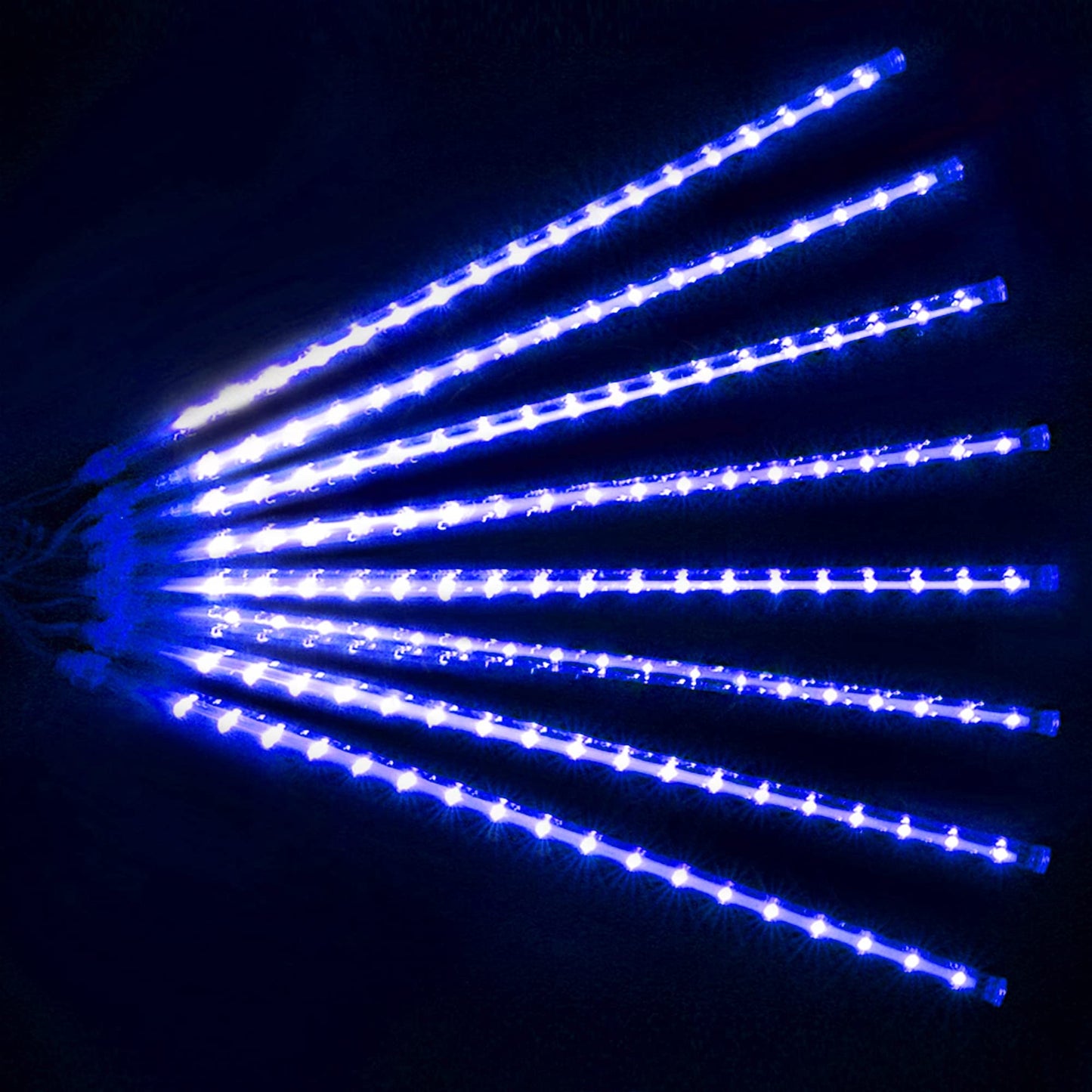 24 Tubes Meteor Shower Lights, Outdoor Icicles Christmas Decor, 12 Inch 864 LED Snow Falling Connectable Raindrop Lights, Xmas Wedding Party Tree Holiday Decoration, Blue