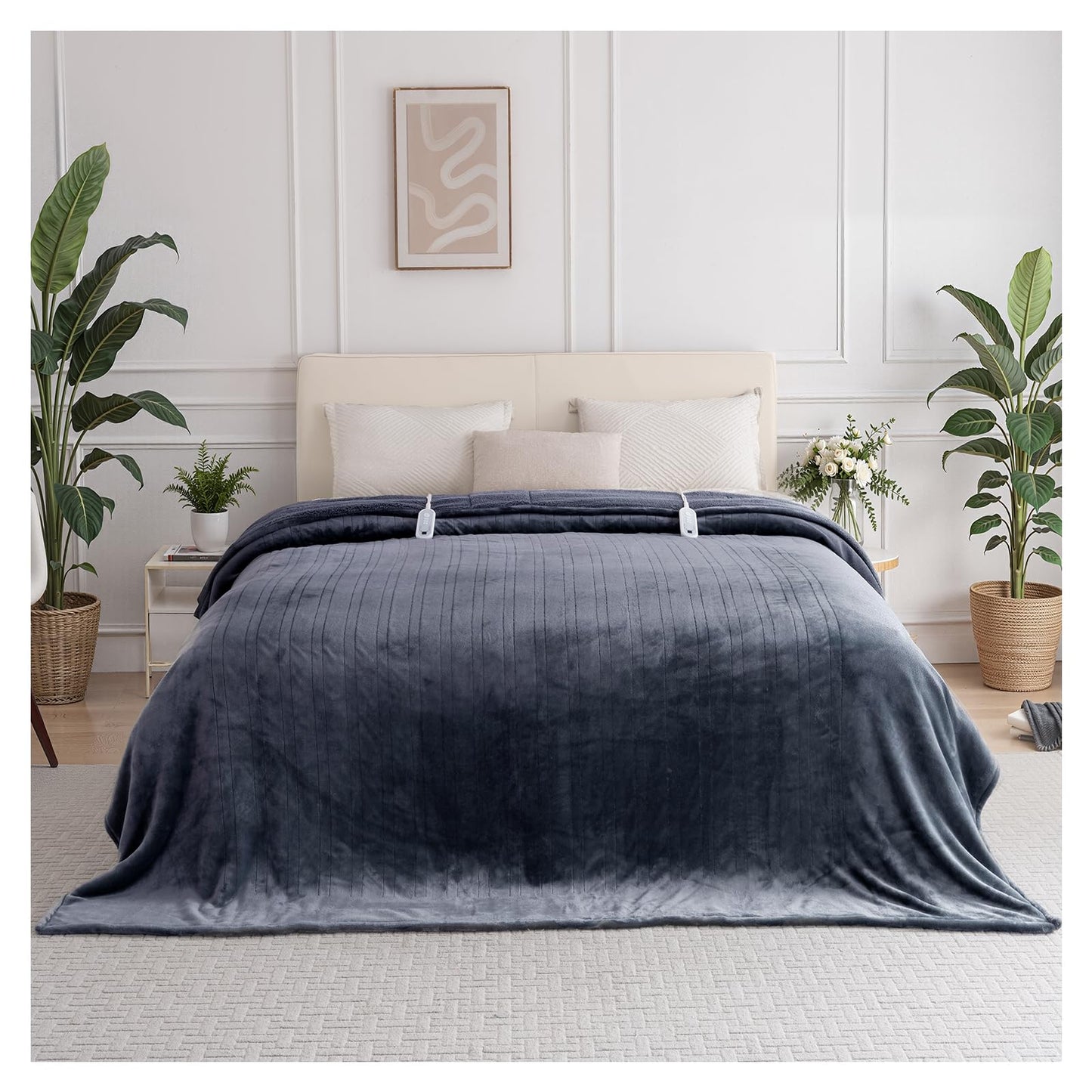 Heated Blanket Twin, Electric Blanket Soft Sherpa Flannel, 10 Hours Auto Shut-off & 8 Fast Heating Levels, Machine Washable ETL Certified, Heating Blanket for Bed & Sofa (62x84 inches, Gray)