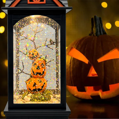 LSISOVO Halloween Snow Globe Lantern with 6 Hour Timer,Halloween Decorations Indoor for Home,Halloween Decor,USB or Battery Powered for Halloween Lanterns,Halloween Pumpkin Lantern