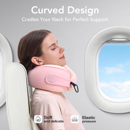 Travel Pillow, 100% Pure Memory Foam Travel Neck Pillow Airplane Neck Support Ergonomic Design for Traveling Suitable for Airplanes,Offices and Cars-Grey
